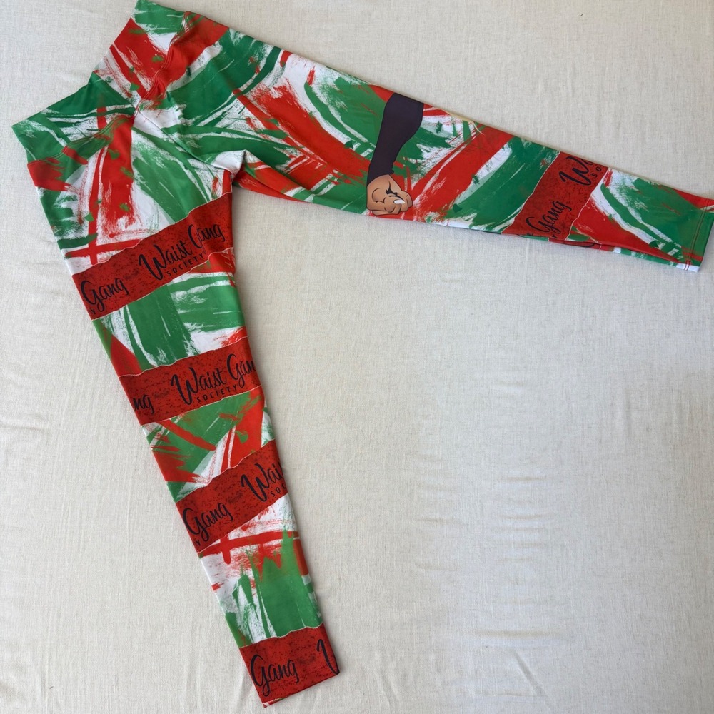 Premadonna Ann Chery Waist Gang Society Christmas Leggings‎ Red Green One Size - Picture 2 of 8